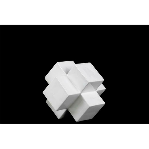 Urban Trends Collection 4 Piece Ceramic Cross Cube Sculpture Small Gloss White, 4.50 x 4.50 x 4.50 in., 4PK 12633